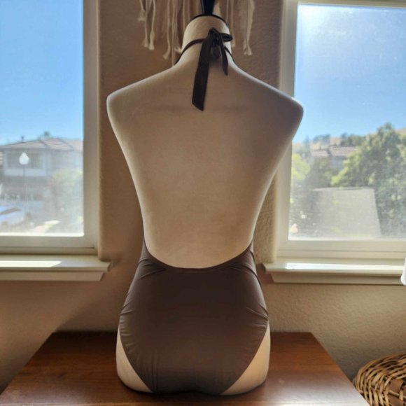 Tory Burch Nude One-Piece Halter Swim Suit - Picture 3 of 7